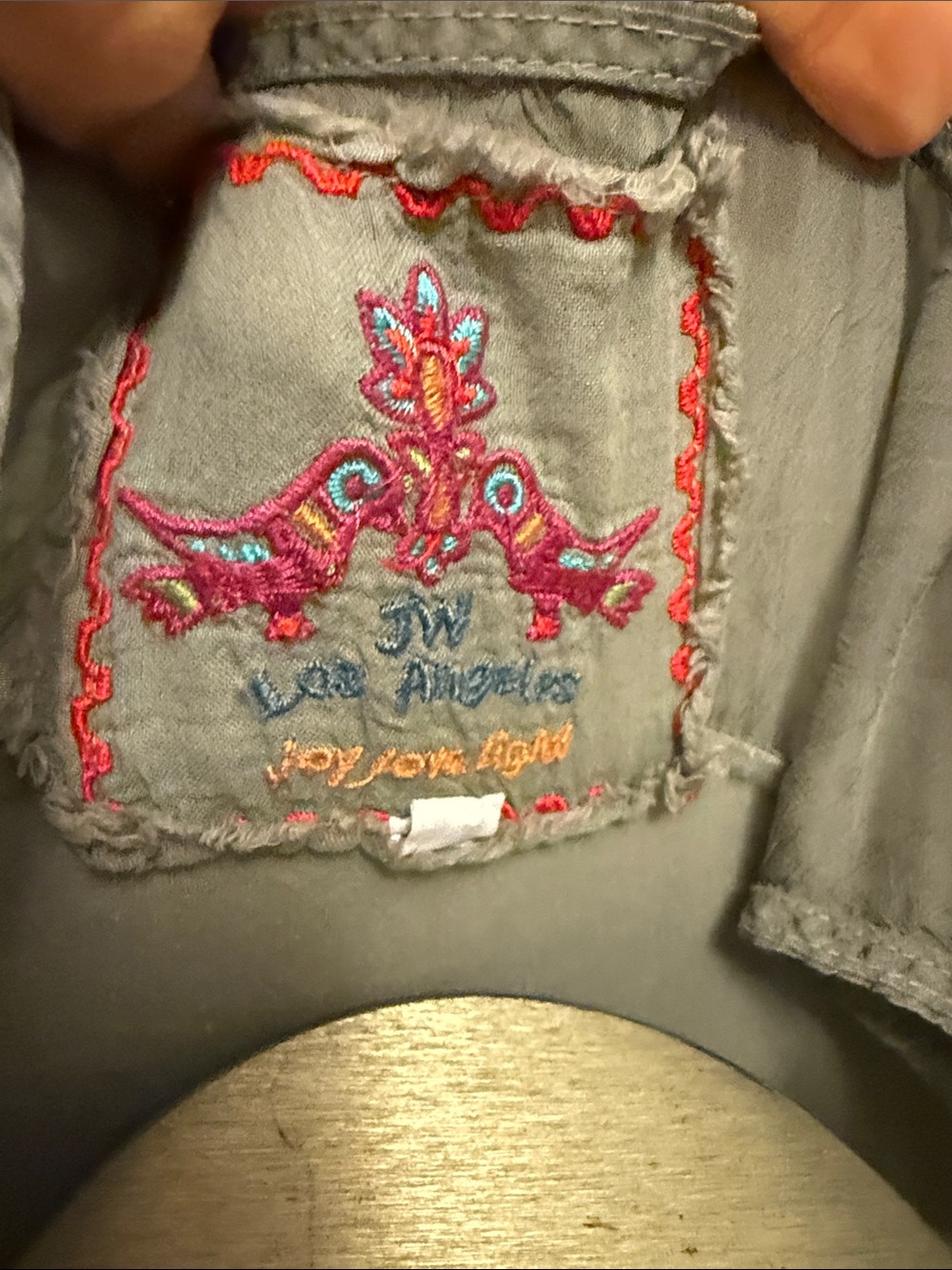 Johnny Was Grey Embroidered Midi Dress with Pink Floral Motif - Picture 6 of 8